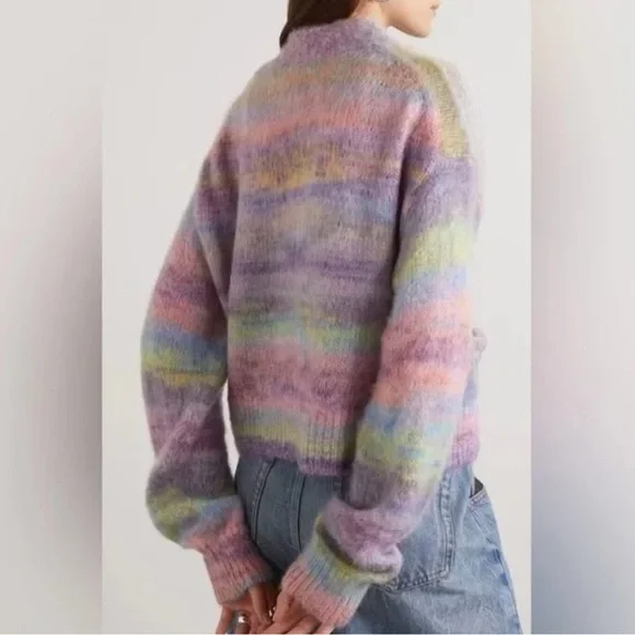 RE/DONE ’90s Cropped Oversized Rainbow Cardigan small mohair blend - Picture 7 of 8
